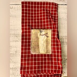 Primitive 1816 Wynter Snowman Christmas Homespun Dish Towel